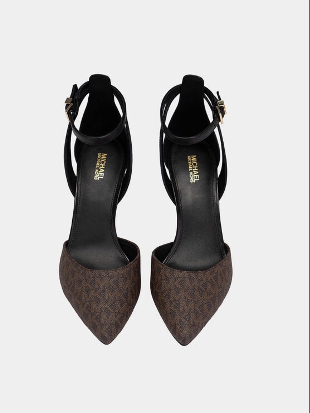MICHAEL Michael Kors Brown & Black Logo Pointed-Toe Ankle-Strap Heels